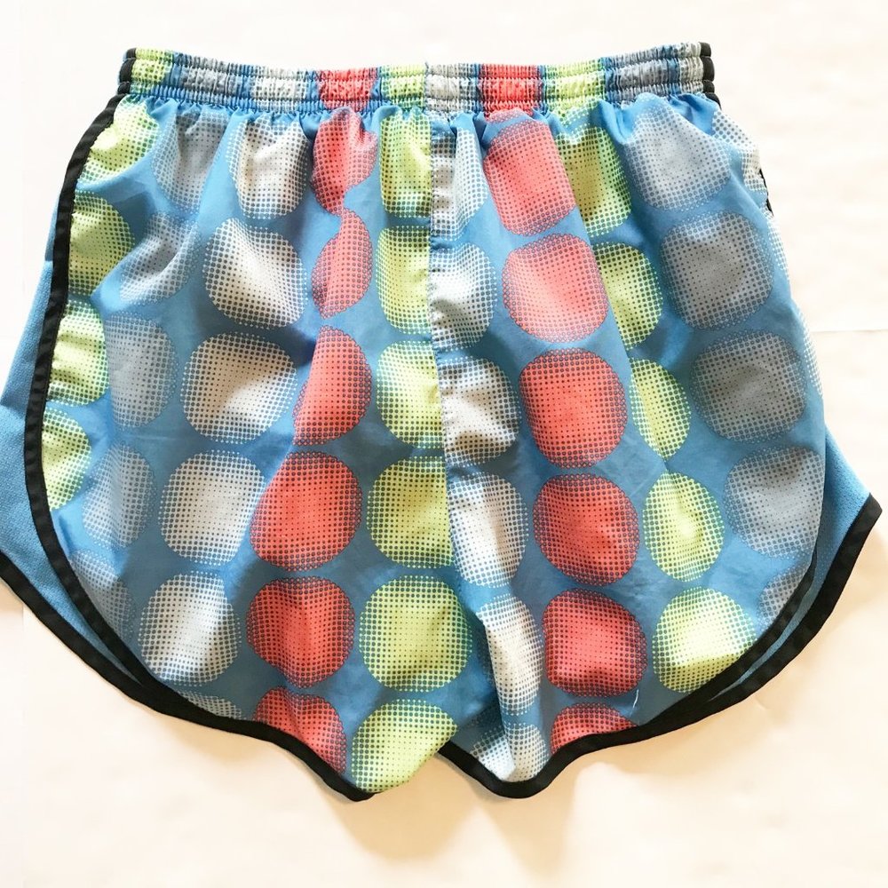 NIKE Tempo Dri-Fit Blue Polka Dot Running Shorts Athletic Womens Small - Picture 2 of 10